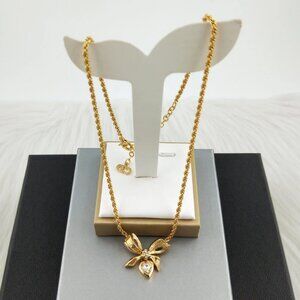 Vintage Dior heart ribbon necklace